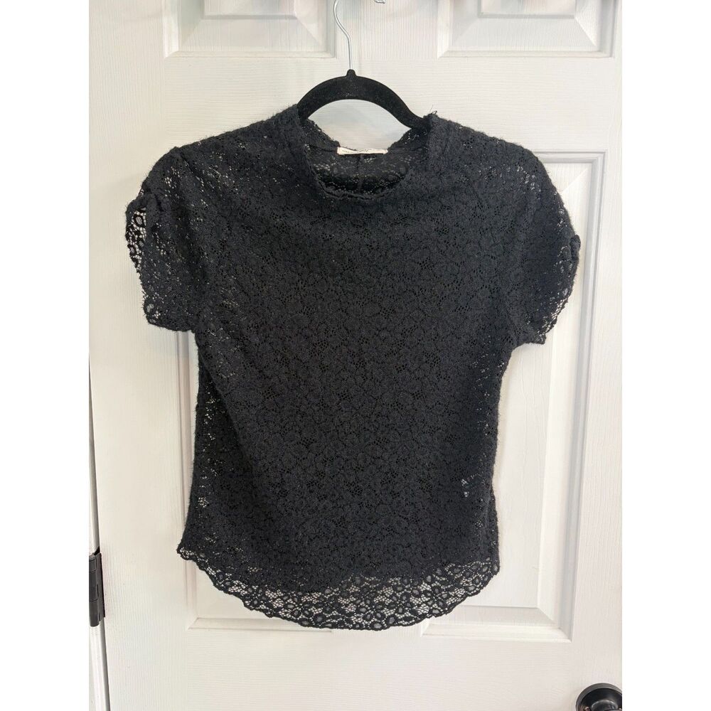 Natural Life Black Lace Sheer Top Size Large